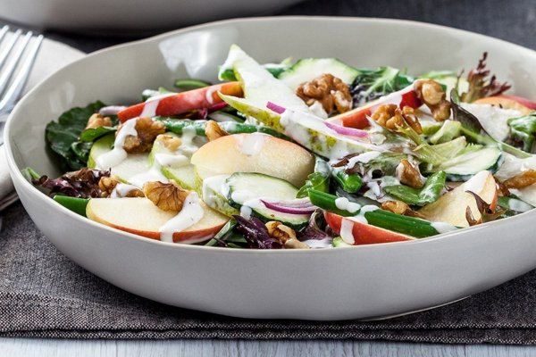 apple walnut salad with vegan aioli