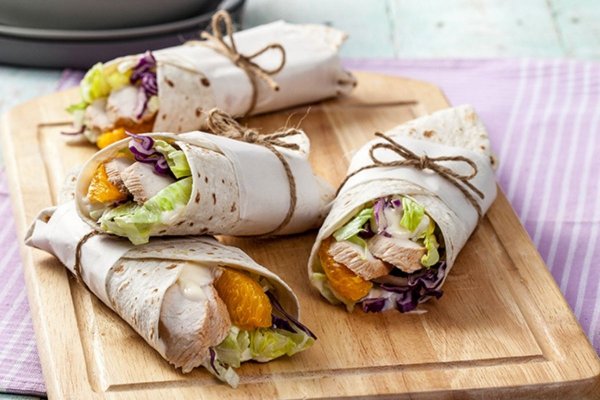 traditional mayo chicken wraps
